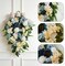 25" Spring Blue Rose Teardrop Floral Swag – Artificial Front Door, Window, Porch & Stair Railing Hanging Decoration for Indoor & Outdoor Home, Wedding & Holiday Décor